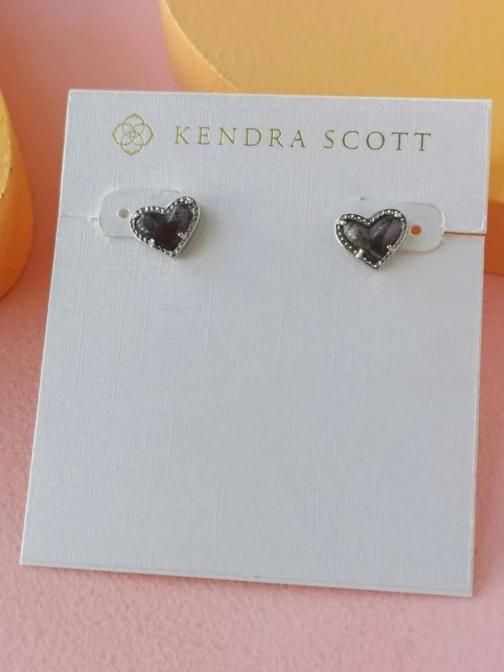Kendra Scott - Ari Heart Amethyst Silver Stud Earrings NWT